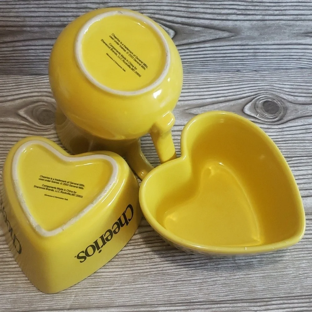 Collectible Cherios ceramic heart bowls and pitcher